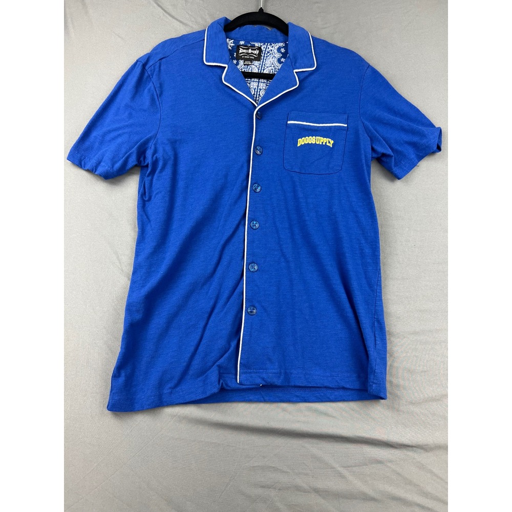 Dogg Supply Snoop Dogg Shirt Mens Small Blue NWOT Button Up Short Sleeve 93
